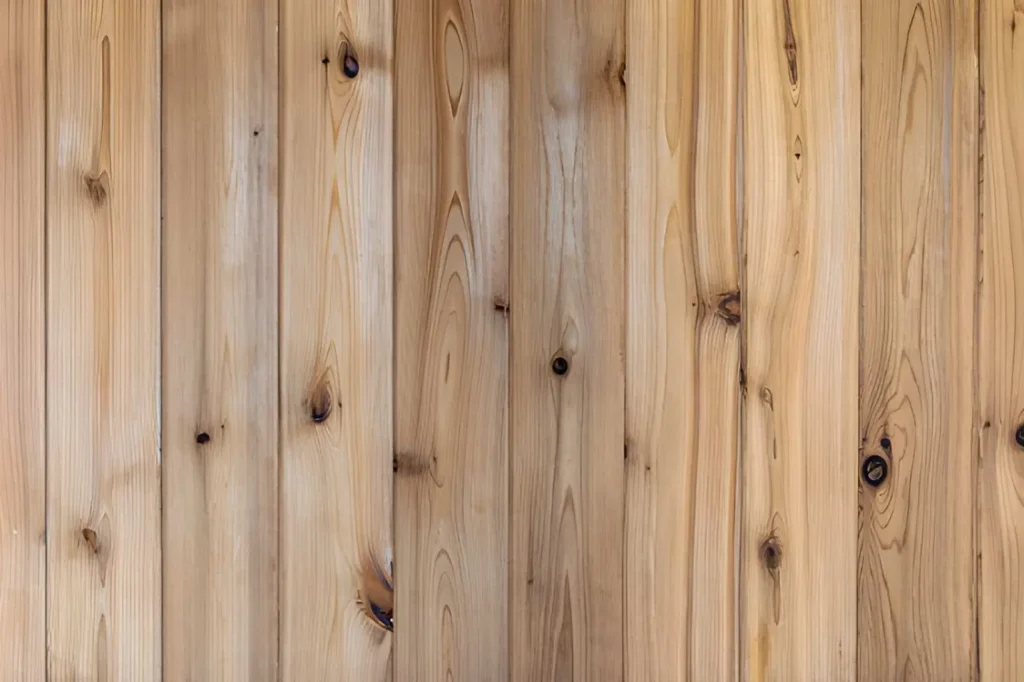 Close-up of natural wood boards with visible grain and knots, suitable for comparing the best lumber options for outdoor garden projects.